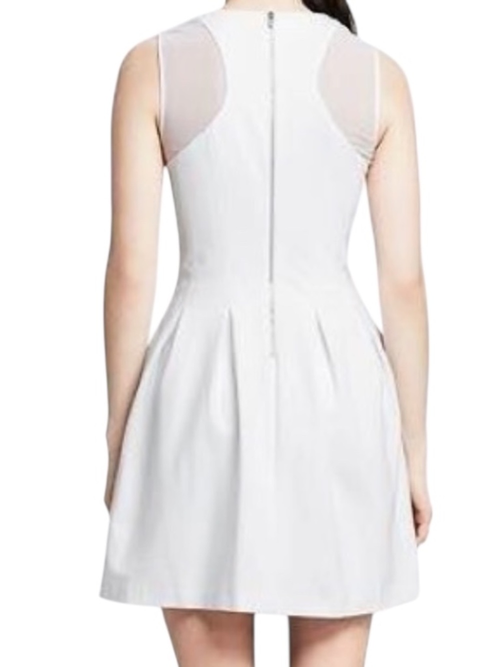 Banana Republic Mesh Ponte Fit & Flare Mini Dress - White Size 2P - Picture 3 of 14